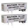 Flexi-Van 40′ Trailer 2-Pack - Assembled -- Southern Railway (Containerized Freight end doors), HO, Walthers SceneMaster 2614