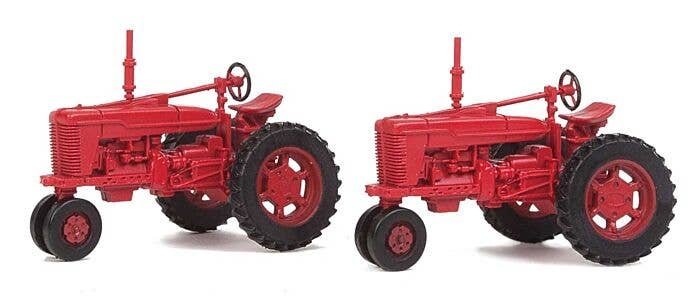 Farm Tractor 2-Pack - Assembled -- Red, HO, Walthers SceneMaster 4160