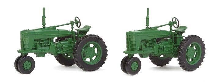 Farm Tractor 2-Pack - Assembled -- Green, HO, Walthers SceneMaster 4161