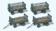 Baggage Trailer for Electric Baggage Cart - Kit -- German Federal Railroad DB (Era III, gray) pkg(4), HO, Preiser Kg 17129