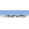 Large Farm Animals -- 9 Assorted Horses and Cattle, HO, Walthers SceneMaster 6073