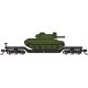 52′ Deressed-Center Flatcar with Sheridan Tank - Ready to Run -- United States Army (Black Flatcar, Green Tank), N, Bachmann I