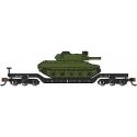 52′ Deressed-Center Flatcar with Sheridan Tank - Ready to Run -- United States Army (Black Flatcar, Green Tank), N, Bachmann I
