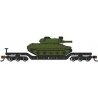 52′ Deressed-Center Flatcar with Sheridan Tank - Ready to Run -- United States Army (Black Flatcar, Green Tank), N, Bachmann I