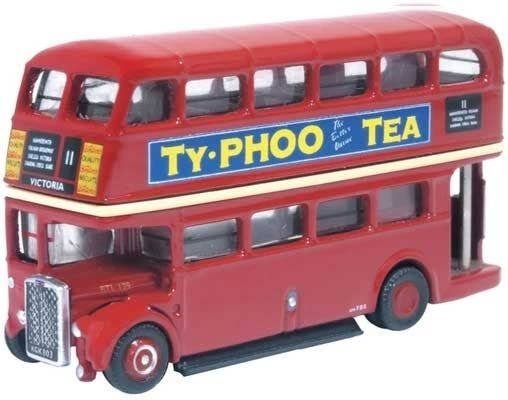 RTL Double-Deck Bus - Assembled -- London Transport (red, blue, yellow, Ty-Phoo Tea Ad), N, Oxford Diecast NRTL005