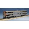 Nippon-Sharyo Gallery Bi-Level Commuter Cab Coach, DCC Lighting - Ready to R -- Virginia Railway Express V716 (silver, blue, red