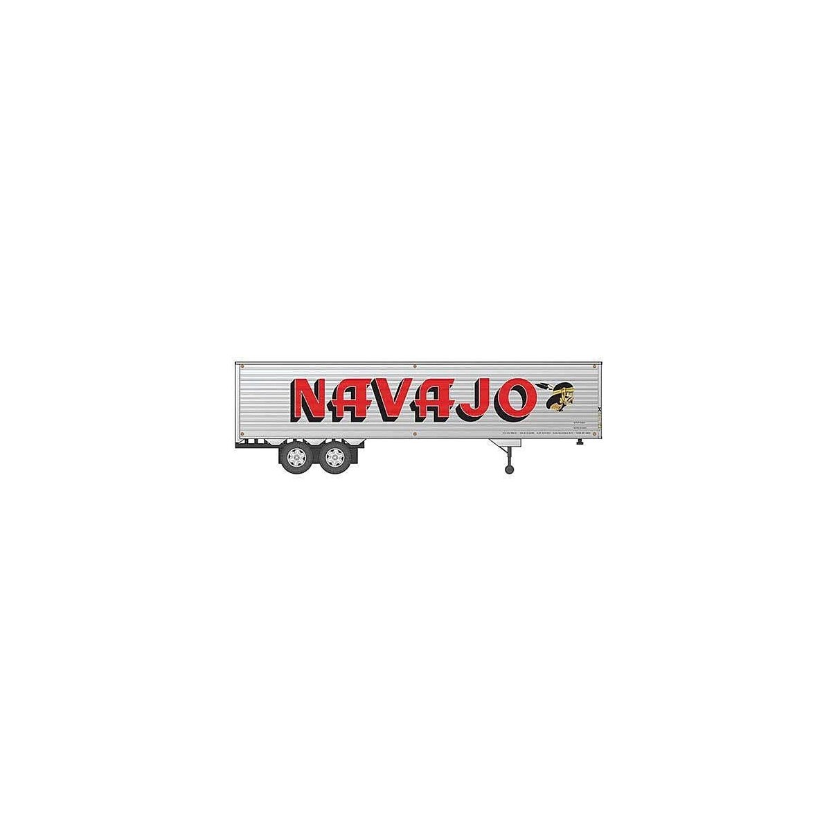 Fruehauf 40′ Fluted-Side Volume Van Trailer - Assembled -- Navajo 1 (silver, red Billboard Lettering, Indian Head Logo), HO, R