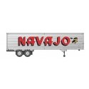 Fruehauf 40′ Fluted-Side Volume Van Trailer - Assembled -- Navajo 1 (silver, red Billboard Lettering, Indian Head Logo), HO, R