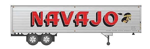 Fruehauf 40′ Fluted-Side Volume Van Trailer - Assembled -- Navajo 1 (silver, red Billboard Lettering, Indian Head Logo), HO, R