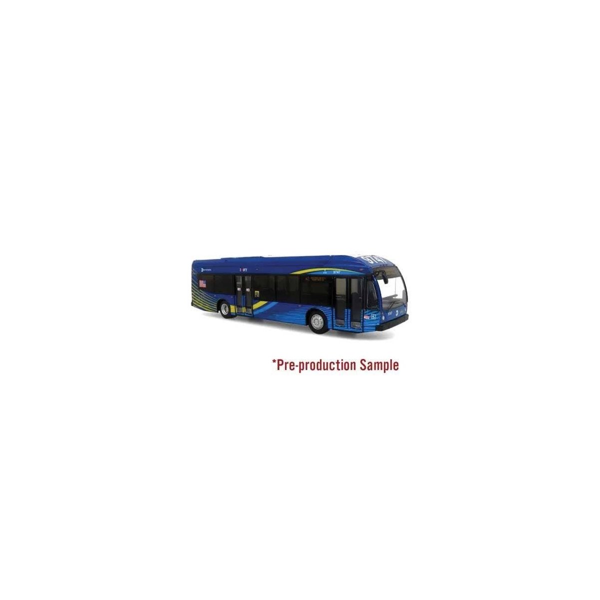 Nova Bus LFSH Transit Bus - Assembled -- New York MTA (blue, yellow), HO, Iconic Replicas 870635