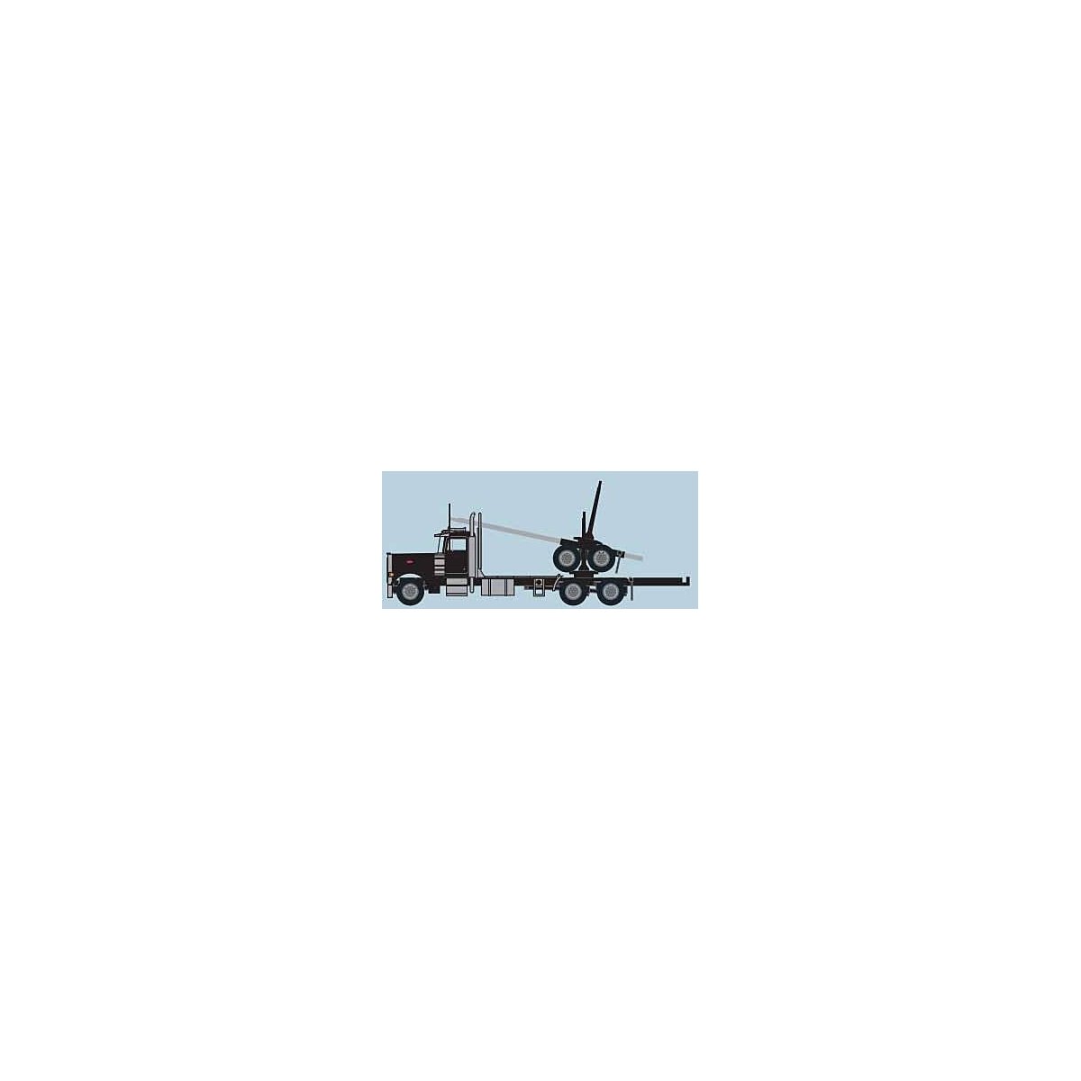 Peterbilt 379 Log Truck with Trailer - Assembled -- Black, N, Trainworx Inc 47981