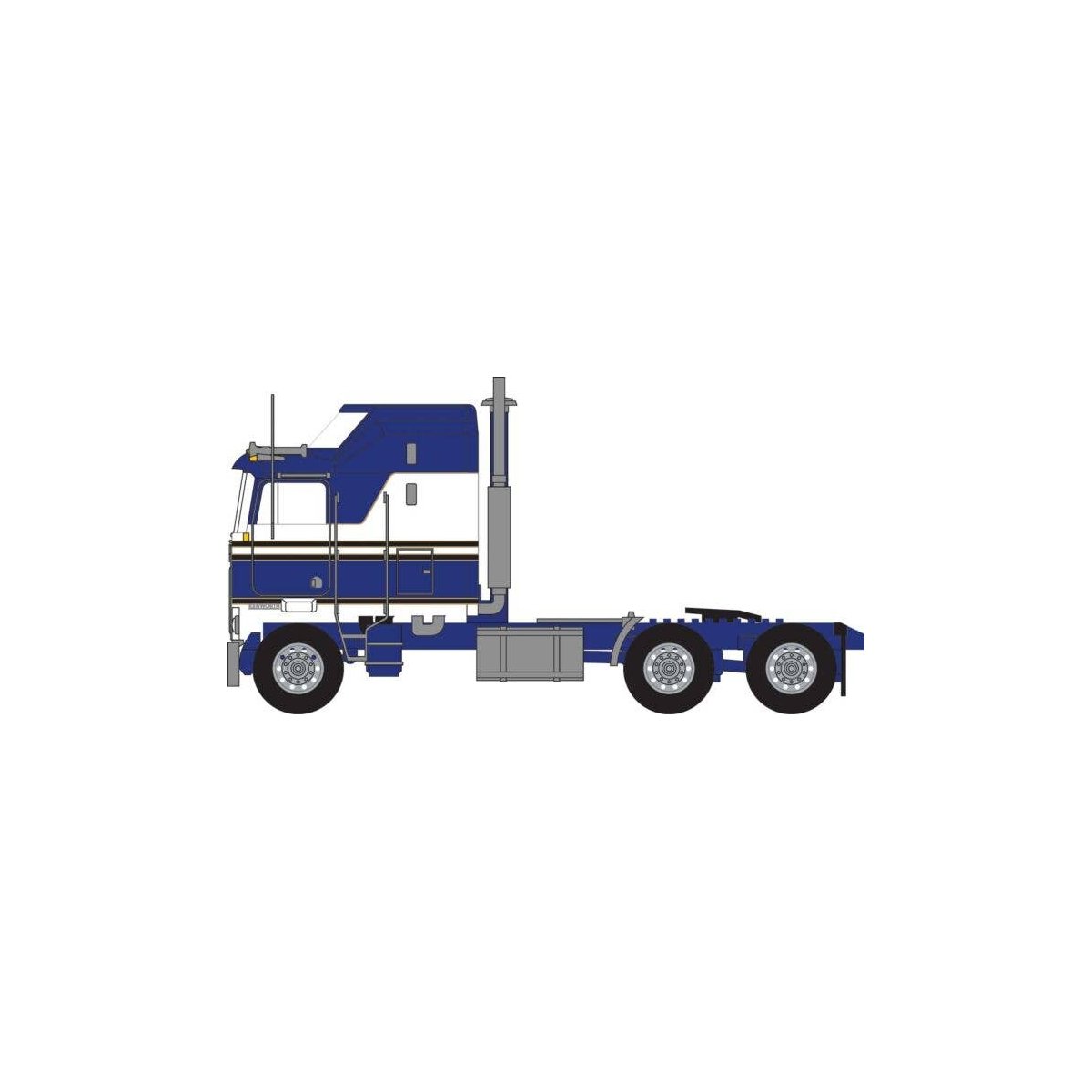 1970s Kenworth K100 Salem Tractor w/Aerodyne Sleeper Cab - Assembled -- Blue, White, N, Trainworx Inc 41062