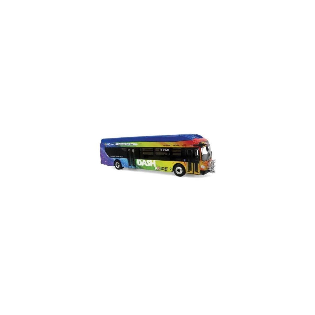 New Flyer Xcelsior XN40 Bus - Assembled -- Dash (Pride Scheme, Rainbow Colors), HO, Iconic Replicas 870609