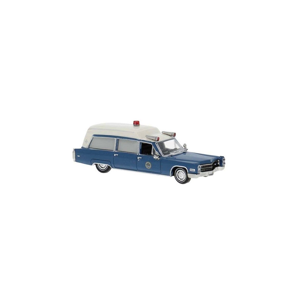 1966 Cadillac Meteor Ambulance - Assembled -- FBI (blue, white), HO, Brekina Automodelle 19781