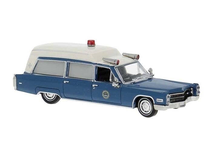 1966 Cadillac Meteor Ambulance - Assembled -- FBI (blue, white), HO, Brekina Automodelle 19781