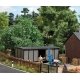 Wooden Shed -- Laser-Cut Wood Kit - 3-3/8 x 1-7/16 x 1-1/4′ 8.6 x 3.6 x 3.1cm, HO, Busch Gmbh & Co Kg 1986