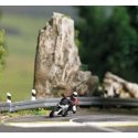 Super Racer 1 - Action Set -- Silver Motorcycle with Rider, 3 Sections of Highway Guardrails, HO, Busch Gmbh & Co Kg 7940