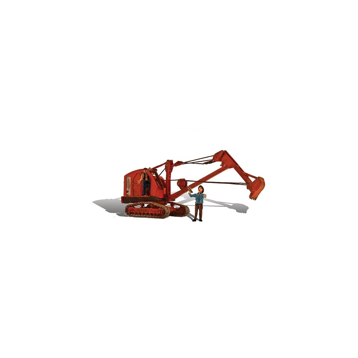 Backhoe & 2 Figures - Assembled, HO, Woodland Scenics 5566