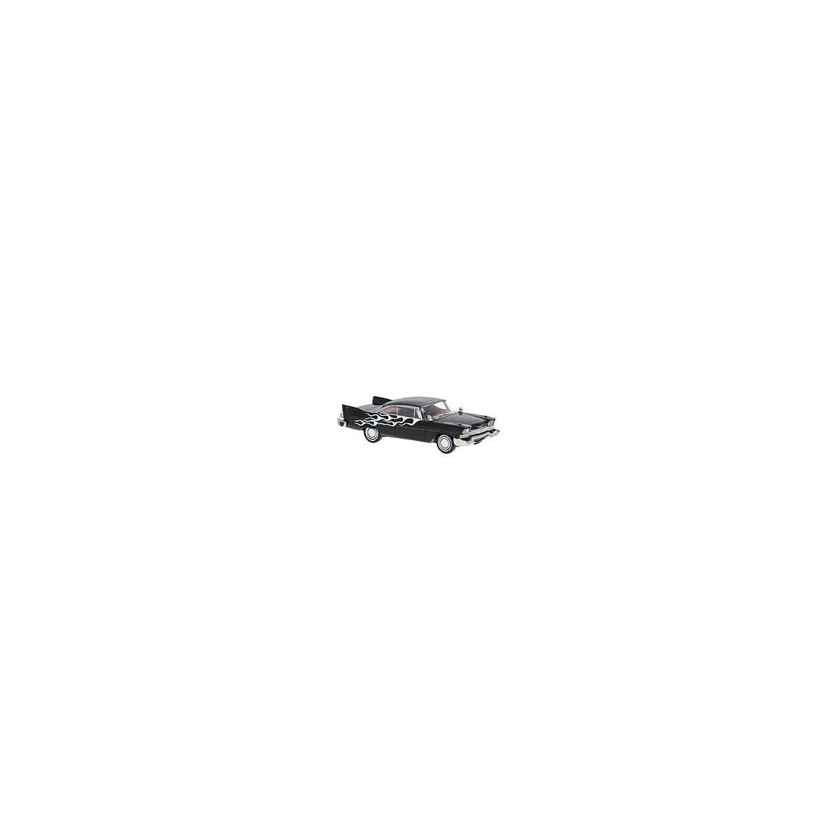 1958 Plymouth Fury - Assembled -- Black, White Flames, HO, Brekina Automodelle 19683