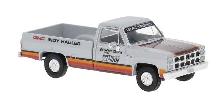 1981 GMC Sierra Grande Pickup Truck - Assembled -- Indy Hauler (silver, orange, black), HO, Brekina Automodelle 19657