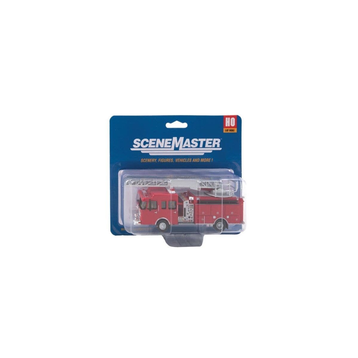 Heavy-Duty Fire Department Ladder Truck - Assembled -- Red, HO, Walthers SceneMaster 13801