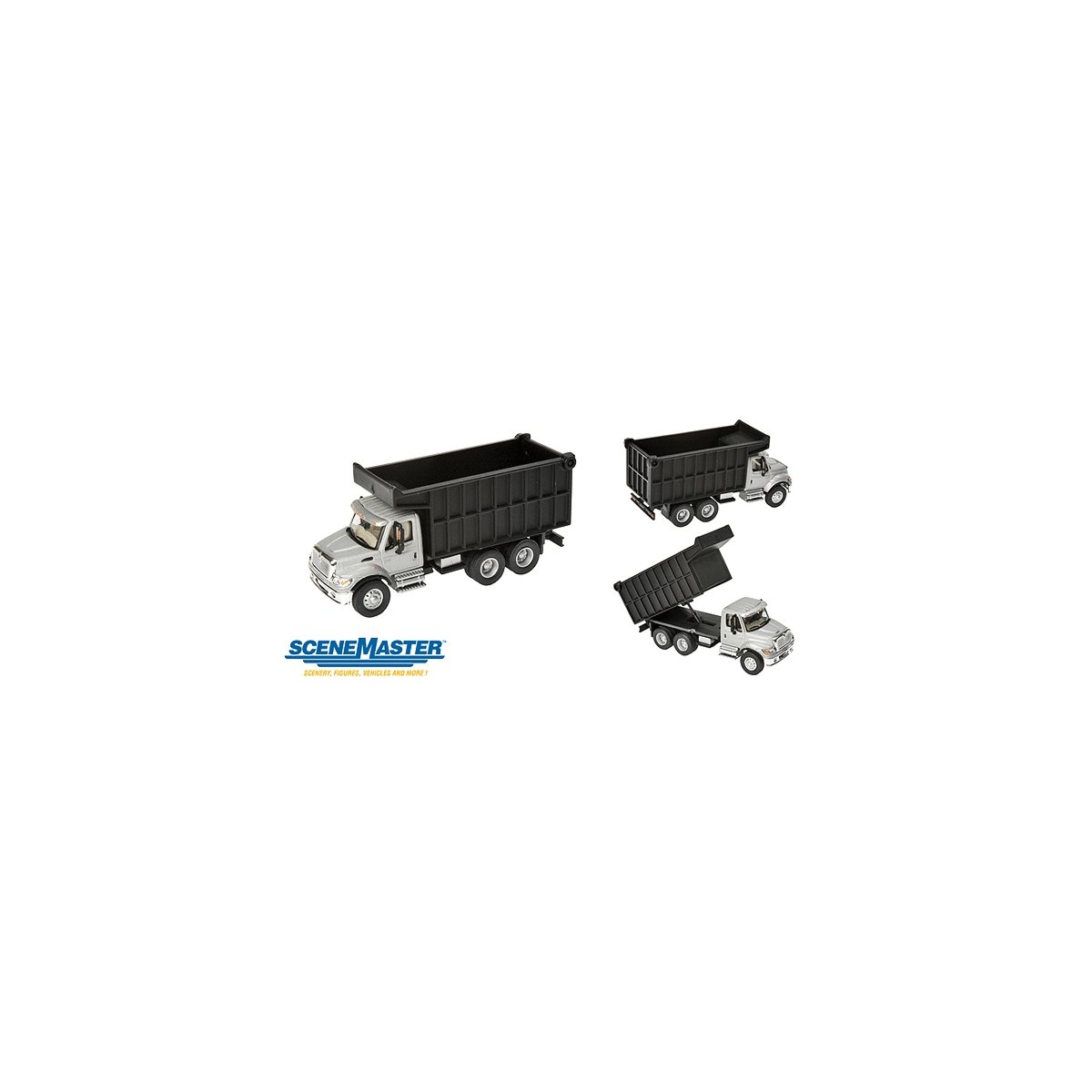 International(R) 7600 Dual-Axle Coal Truck - Assembled -- Silver Cab, Black Box, HO, Walthers SceneMaster 11677
