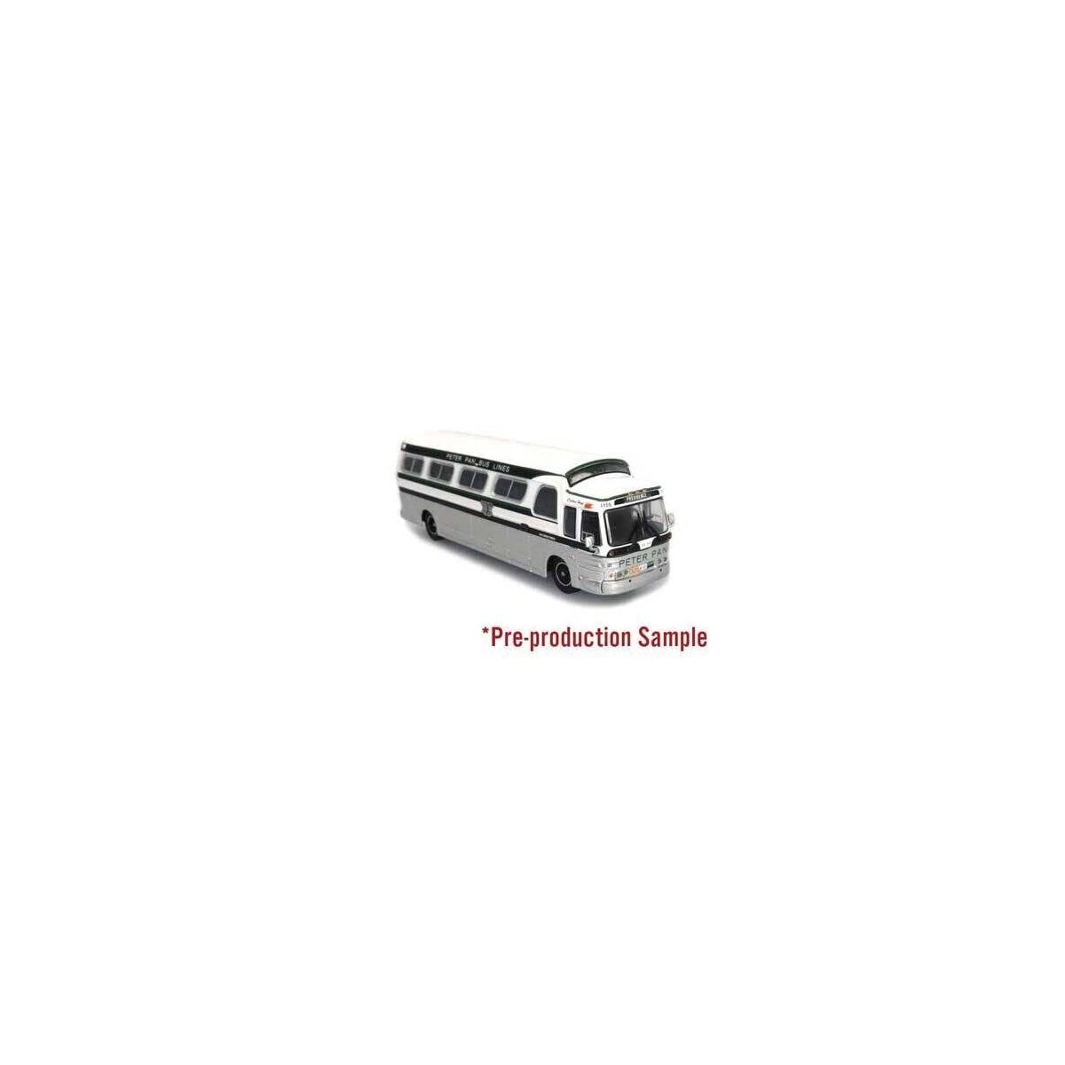 1966 GM 4107 Motorcoach Bus - Assembled -- Peter Pan (Destination: Providence, white, silver, blue), HO, Iconic Replicas 870286