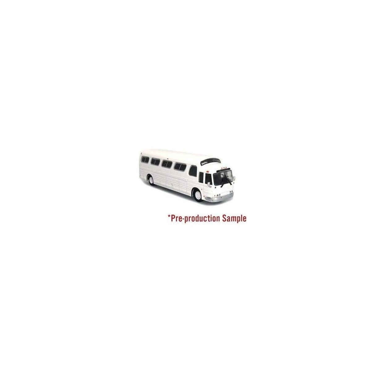 1966 GM 4107 Motorcoach Bus - Assembled -- Painted, Unlettered (silver, white), HO, Iconic Replicas 870288