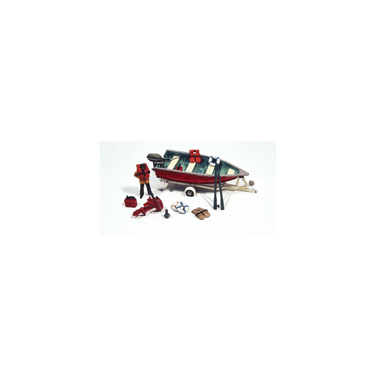 Deluxe Boat, Motor & Trailer - Kit -- w/Marine Accessories, HO, JL Innovative Design 456
