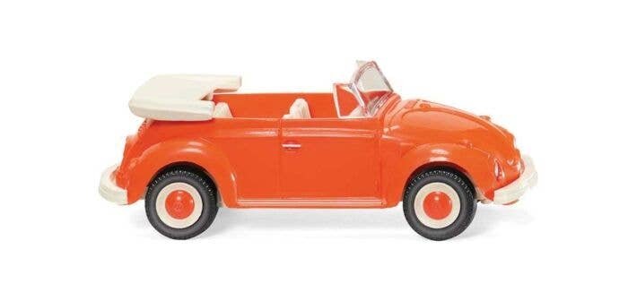 1964-1974 Volkswagen Beetle Convertible - Assembled -- Orange, White (Sieper 100th Anniversary), HO, Wiking 80209
