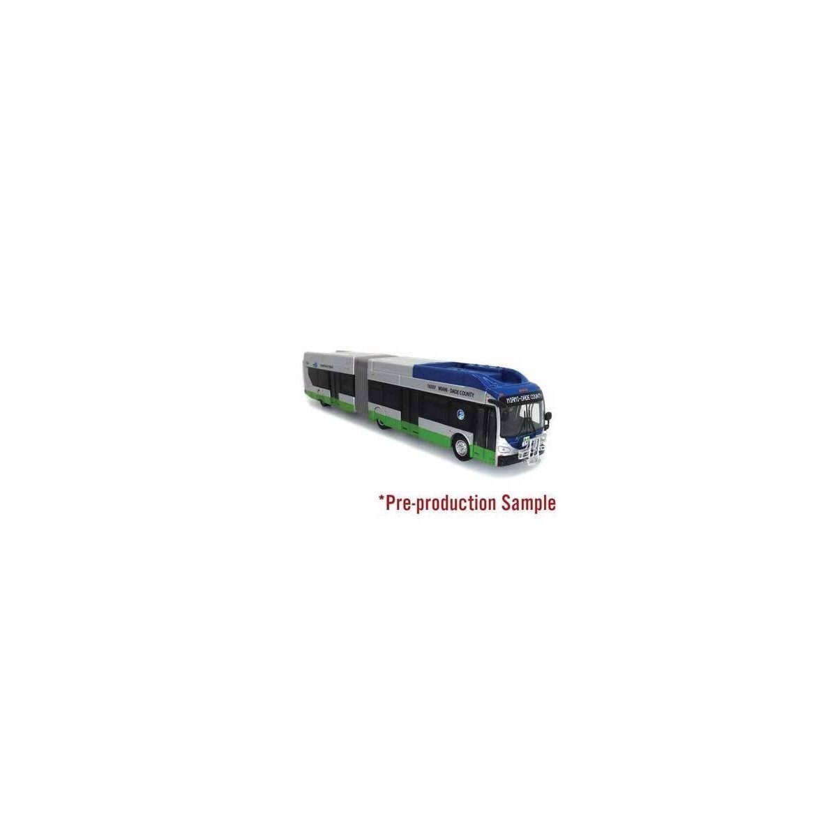 New Flyer Xcelsior XN60 Articulated Bus - Assembled -- Miami-Dade, Florida (silver, blue, green), HO, Iconic Replicas 870312