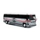 1985 MCI MC-9 Motorcoach Bus - Assembled -- Gray Coach (white, red, gray), HO, Iconic Replicas 870330