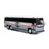 1985 MCI MC-9 Motorcoach Bus - Assembled -- Gray Coach (white, red, gray), HO, Iconic Replicas 870330
