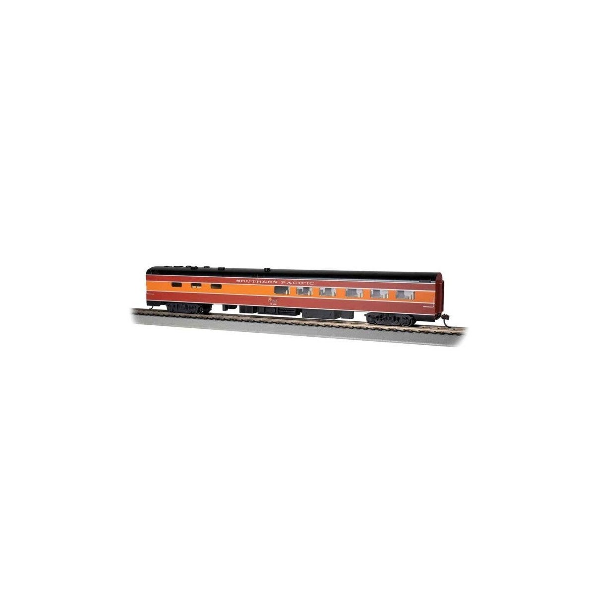 85′ Smooth-Side Diner - Ready to Run -- Southern Pacific 10267 (Daylight, orange, red, black), HO, Bachmann Industries 14806