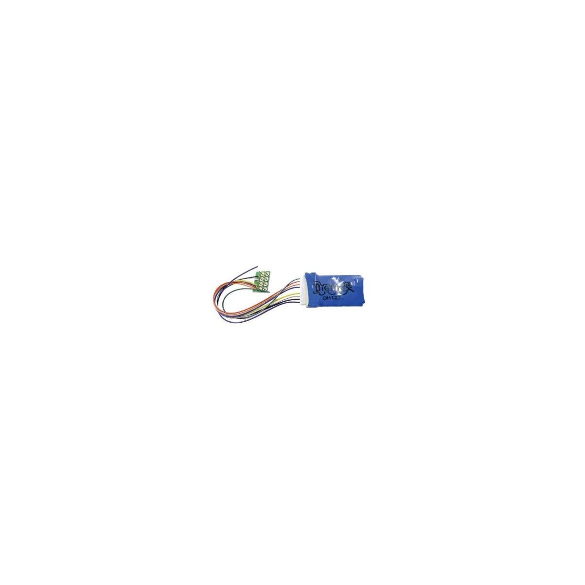 DH127P Series 7 Mobile DCC Control Decoder -- 8-Pin Medium Plug 1A/2A Peak, 2 FX7 Functions, 3.2′ Wire, HO, Digitrax DH127P