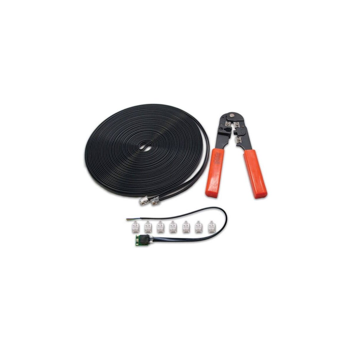 LocoNet Cable Maker Kit -- 50′ Loconet Cable, Crimper Tool, LT1 Tester, 20 RJ12 Plugs, All Scales, Digitrax LNCMK