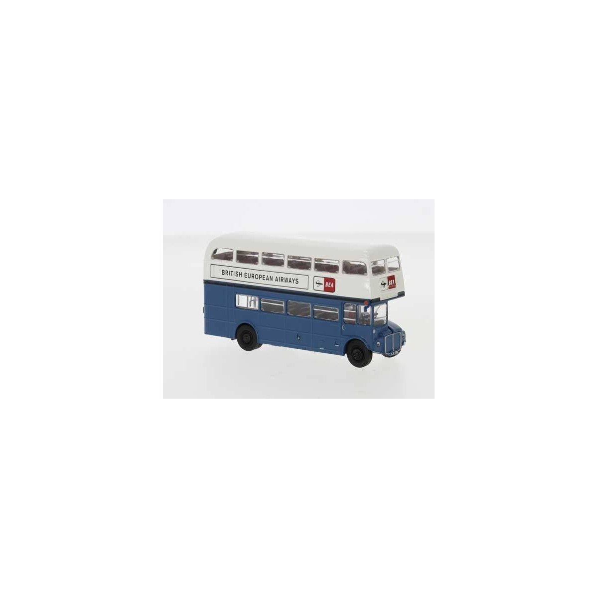 AEC Routemaster Double-Deck Bus - Assembled -- British European Airways (blue, white, red), HO, Brekina Automodelle 61108