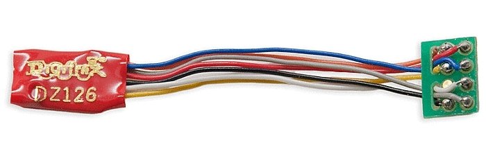 DZ126PS Series 6 Control Decoder for Z, N & HO -- Medium 8-Pin Plug, 1′ Harness .455 x .369 x, All Scales, Digitrax DZ126PS
