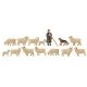 Shepherd with Flock -- Shepherd, Dog, 12 Sheep, HO, Faller Gmbh 151901