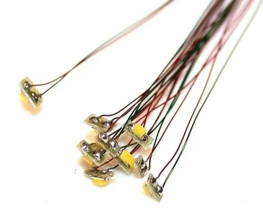 Surface-Mount LED w/6′ 15.2cm w/Attached Magnet Wire Lead 10-Pack -- Yellow, All Scales, Train Control Systems 1404