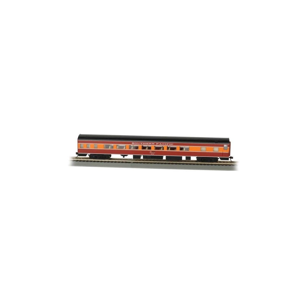 85′ Smooth-Side Coach w/Lights - Ready to Run -- Southern Pacific 2463 (Daylight, orange, red, black), HO, Bachmann Industries