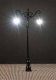 LED Double Suspended Ball Lamp Park Light on Mast -- Adjustable height up to 2-15/16′ 7.5cm tall pk, HO, Faller Gmbh 180206