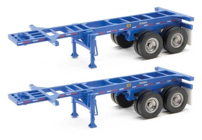 20′ Container Chassis (2-Pack) -- Blue, HO, Walthers SceneMaster 4501