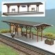 Adorf Station Platform w/Wood Canopy -- Laser-Cut Wood & Card Kit - 15-3/16 x 5-15/16 x 4-9/16′ 38.5 x 15 x 11.6cm, O, Busch G