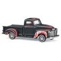 1950 Chevrolet Pickup Truck - Assembled -- Crazy Car Haifisch (black, red, white), HO, Busch Gmbh & Co Kg 48241