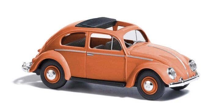 1955 Volkswagen Beetle with Oval Rear Window & Sunroof - Assembled -- Salmon, HO, Busch Gmbh & Co Kg 52953