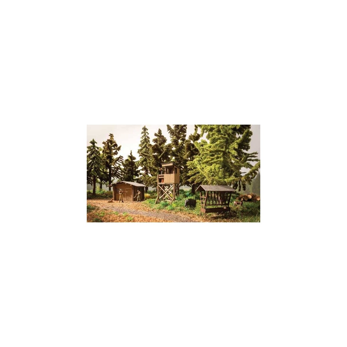 In the Forest -- Laser-Cut Kit - Forest Hut, Hunting Stand, Wildlife Feeder, HO, Noch Gmbh & Co 66806