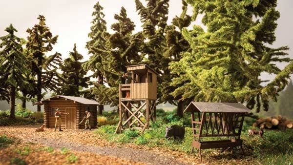 In the Forest -- Laser-Cut Kit - Forest Hut, Hunting Stand, Wildlife Feeder, HO, Noch Gmbh & Co 66806