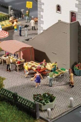 Weekly Market -- Set 1 pkg(7), HO, Faller Gmbh 151670