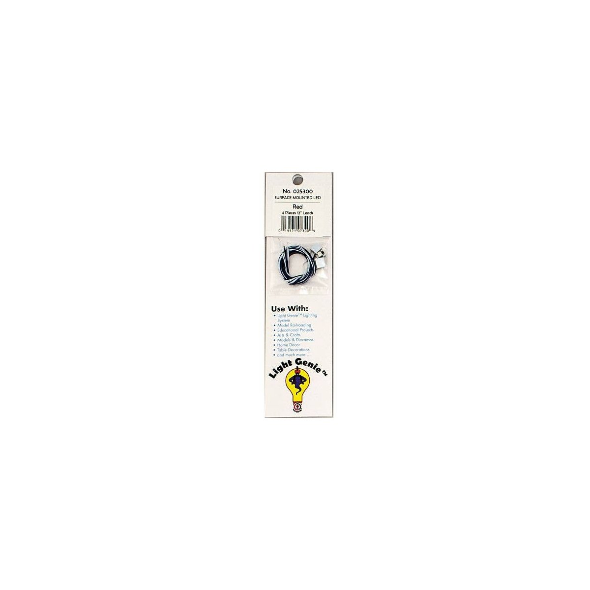 LED w/10′ 25.4cm Wire Leads 4-Pack - Light Genie(TM) -- Red, HO, Model Rectifier Corp 25300
